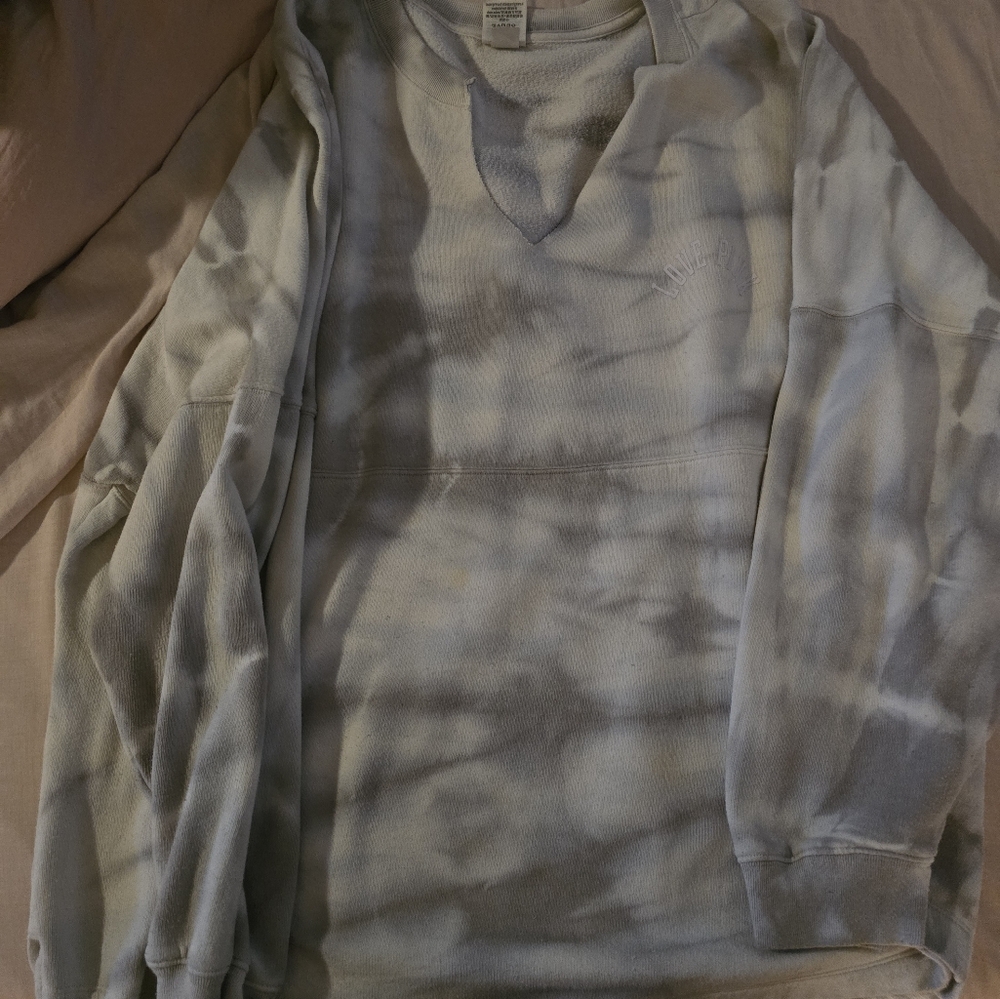 PINK Victoria's Secret Gray Tie-Dye Crew Neck Sweater
